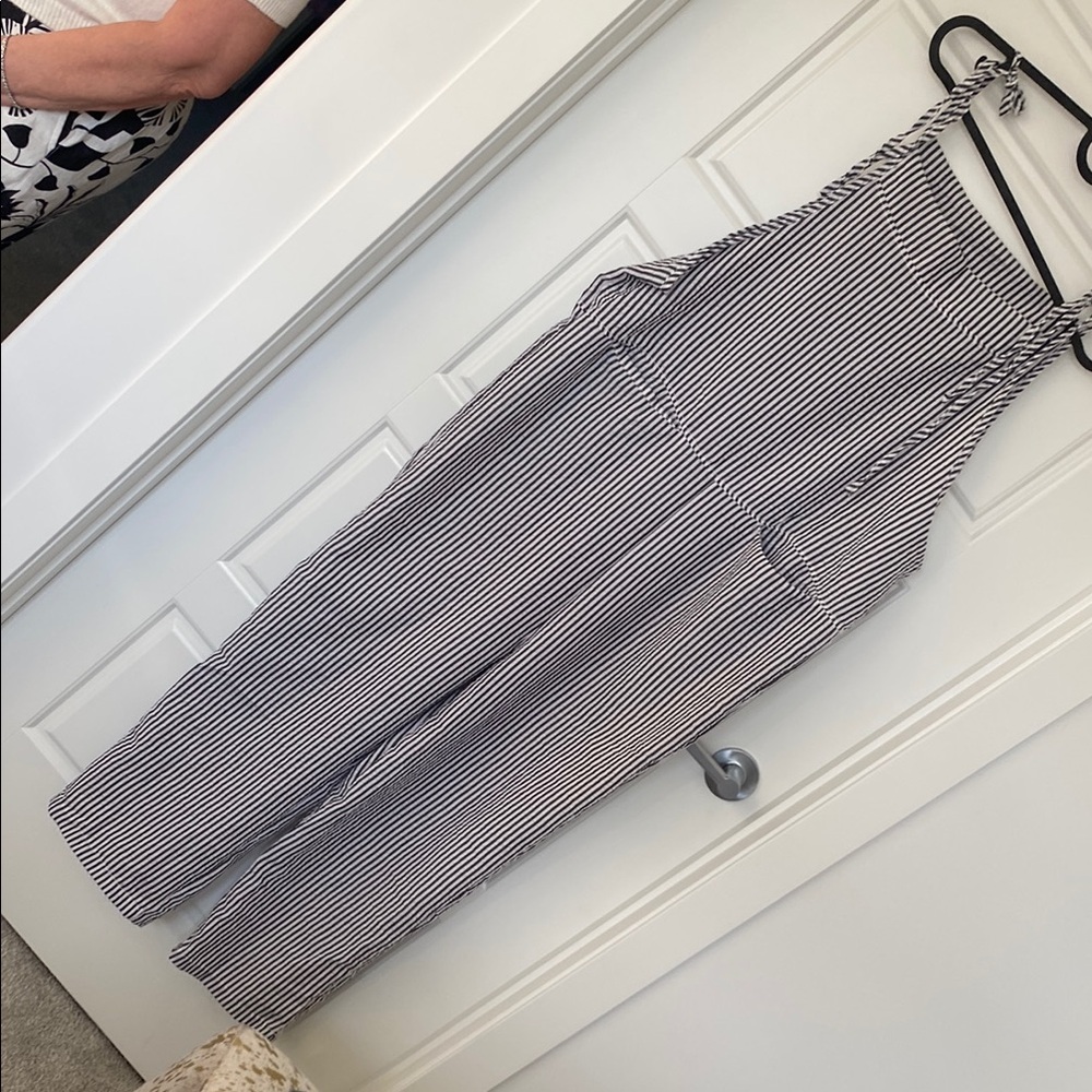 Grey and White Striped super lightweight Jumpsuit with Relaxed Fit